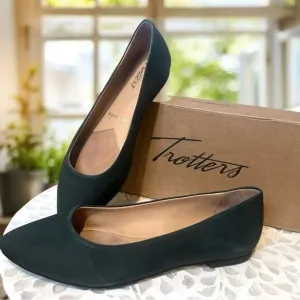 Trotters Estee Ballet Flat Slip-On Shoes Dark Green Nubuck Size 8.5