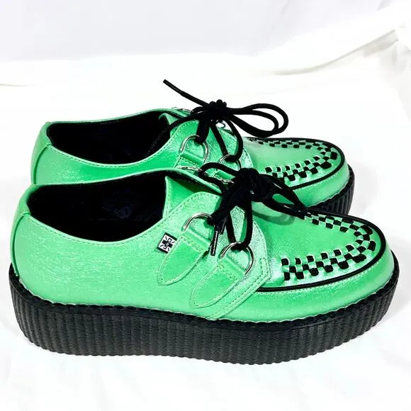 T.U.K. Creeper Shoes Green Metallic Viva Mondo Tukskin Men 6 Women 8 Used