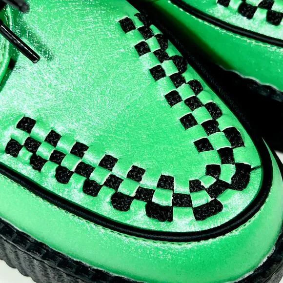 T.U.K. Creeper Shoes Green Metallic Viva Mondo Tukskin Men 6 Women 8 Used