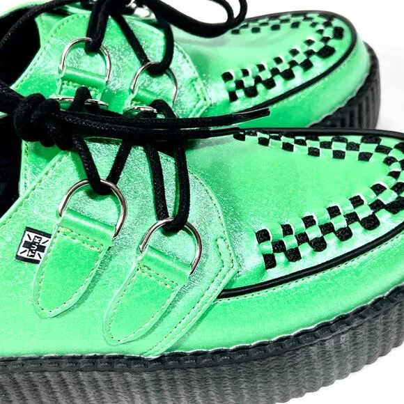 T.U.K. Creeper Shoes Green Metallic Viva Mondo Tukskin Men 6 Women 8 Used