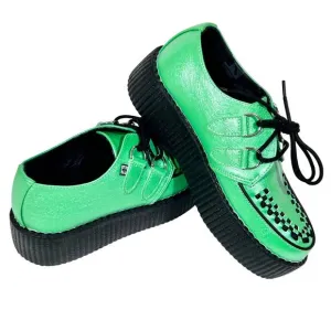 T.U.K. Creeper Shoes Green Metallic Viva Mondo Tukskin Men 6 Women 8 Used