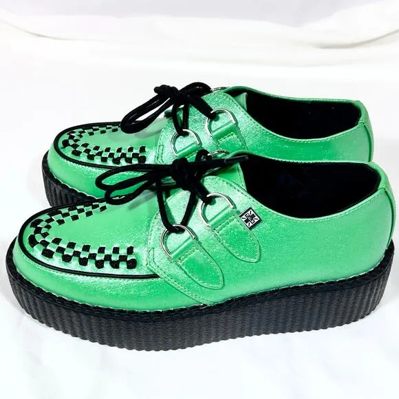 T.U.K. Creeper Shoes Green Metallic Viva Mondo Tukskin Men 6 Women 8 Used