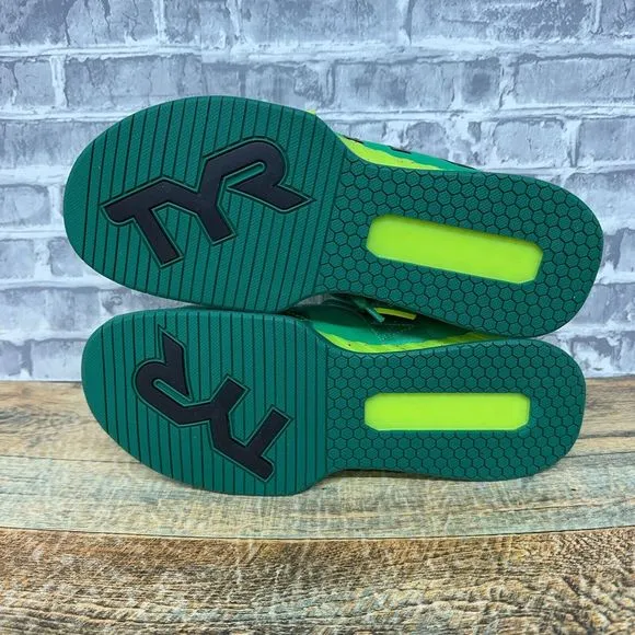 TYR‎ L-1 Lifter Green Yellow Red Weightlifting Shoes Straps Mens Size 9 New