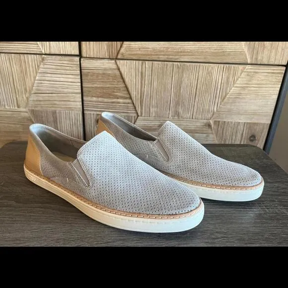 UGG Adley Suede Slip On Sneakers Sz 10 Grey Perforated Casual Shoes