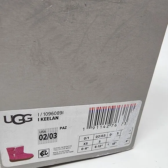 UGG Australia Boots Toddler 02/03 6-12 Months Keelan Pink Azalea Suede Sheepskin
