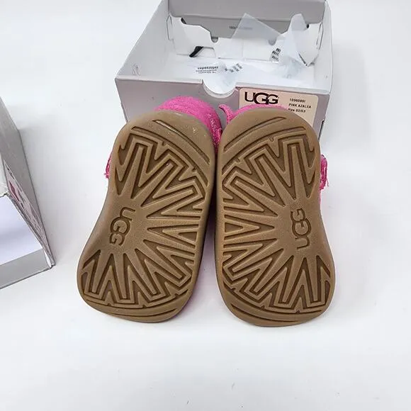 UGG Australia Boots Toddler 02/03 6-12 Months Keelan Pink Azalea Suede Sheepskin