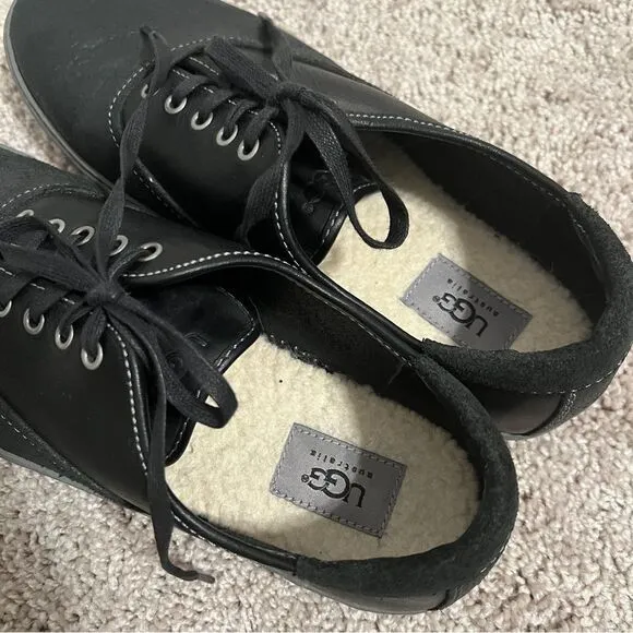 UGG Australia Mens Black Garrick Decorative Leather Welt Shoes US 10.5