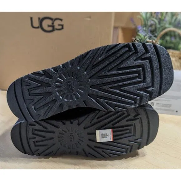 UGG CityFunc Zip Water Resistant Black Leather Platform Boots Women's Size 8 NIB