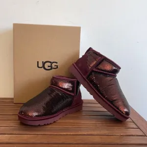 UGG Classic Ultra Mini Mirror Ball Sequins Boots Wild Grape US Women 7/UK 5/EU38