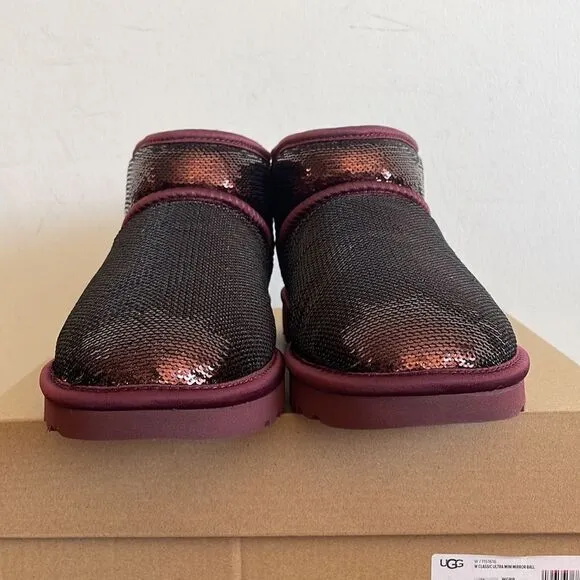 UGG Classic Ultra Mini Mirror Ball Sequins Boots Wild Grape US Women 7/UK 5/EU38