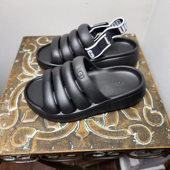 UGG Girl's Sport Yeah Slide Slingback Sandals Shoes Black Size 13