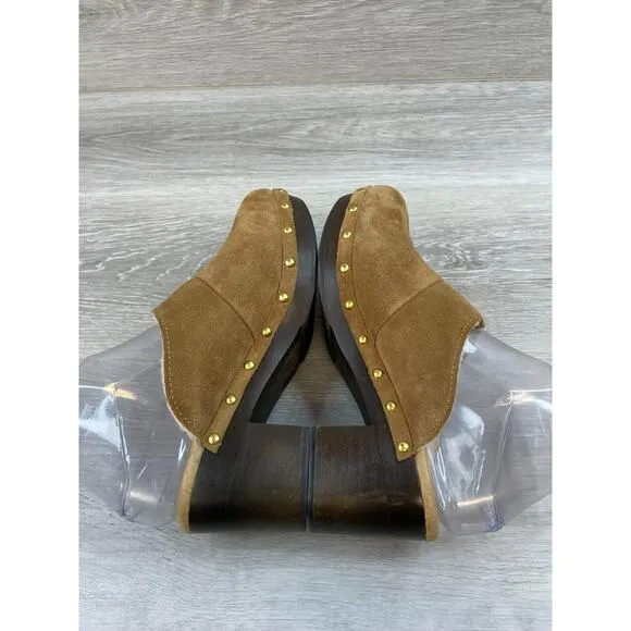 UGG Kassi 1013601 Women's Clog 7 Brown Suede Leather Slip-On Studded Mule Shoe
