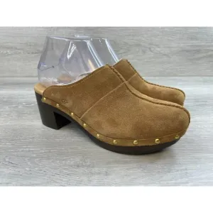 UGG Kassi 1013601 Women's Clog 7 Brown Suede Leather Slip-On Studded Mule Shoe