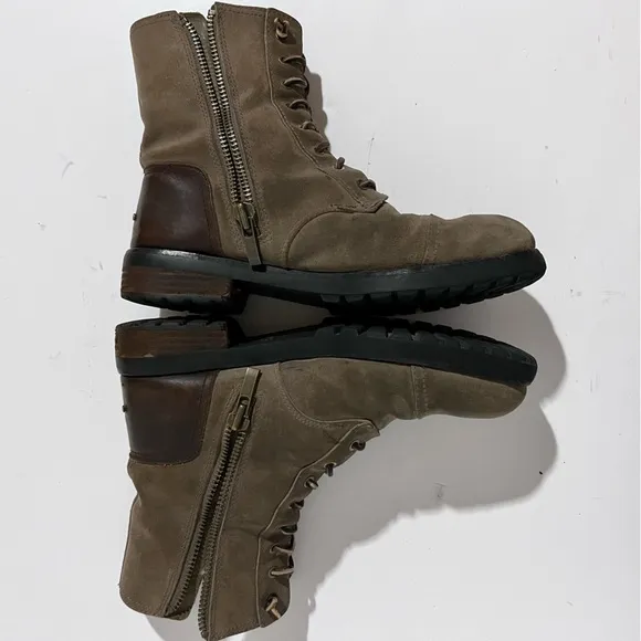 UGG Kilmer II Dove Suede Leather Combo UggPure Lining Lug Sole Lace Up Boot 9.5