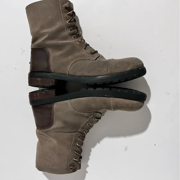 UGG Kilmer II Dove Suede Leather Combo UggPure Lining Lug Sole Lace Up Boot 9.5