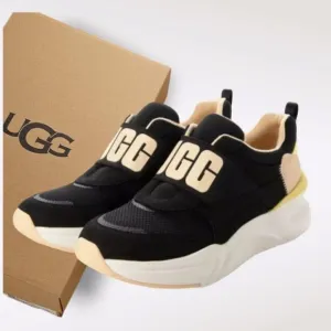 UGG La Flex Women's Logo Trainers Shoes in Black &amp; Peach NEW