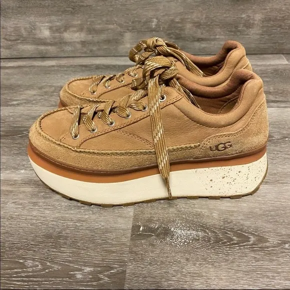 UGG | Marin Lace Up Sneakers In Chestnut Leather Size 10 NEW