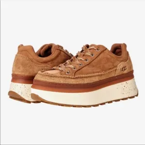 UGG | Marin Lace Up Sneakers In Chestnut Leather Size 10 NEW