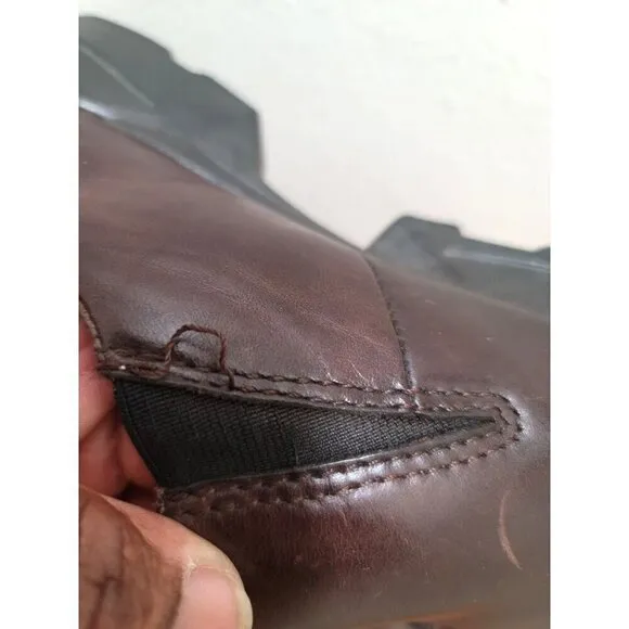 UGG Mens Brown Leather Slip-On Shoes With Shearling Lining Size 10