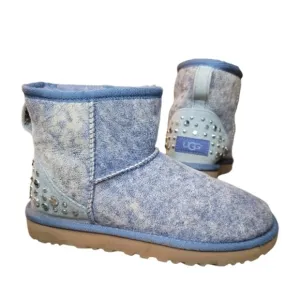 UGG Mini Studded Embellished Bling Light Denim Boots Women's Size 7