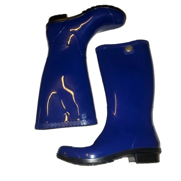 UGG Shaye High Gloss Royal Blue Tall‎ Rainboots Women's Size 6