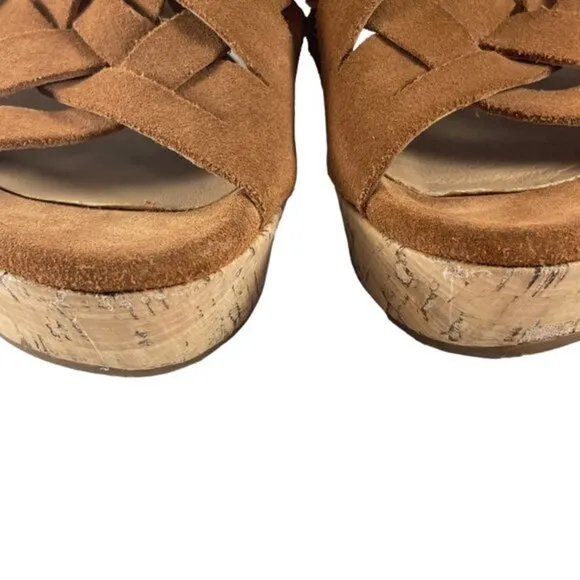 UGG Women's Marta Strappy Suede Wedge Sandals Size 11 NEW