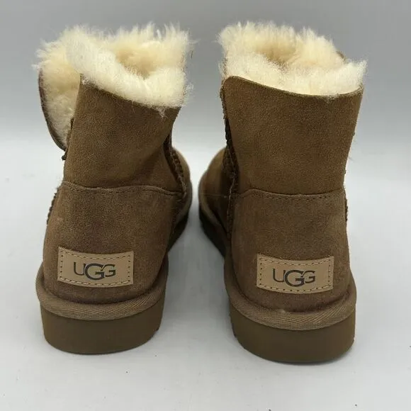 UGG Women's Water Resistant Mini Bailey Button II Boots Chestnut Size 5