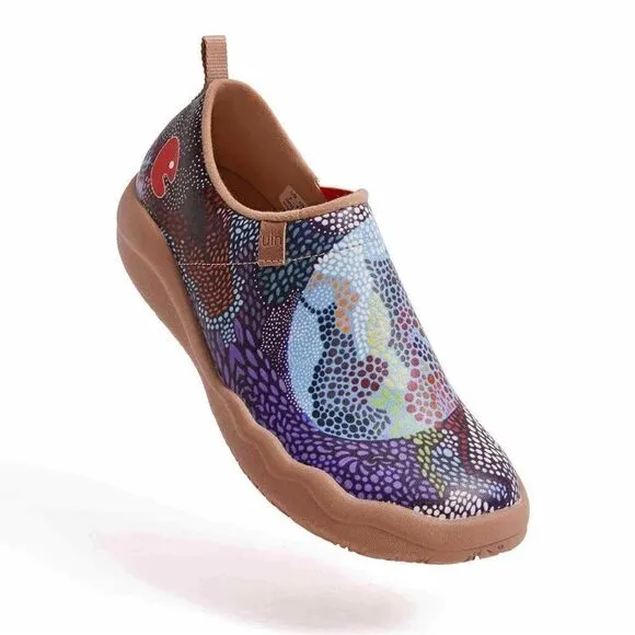 UIN Women's Walking Travel Shoes Microfiber Casual Loafers (Underwater Mosaic)