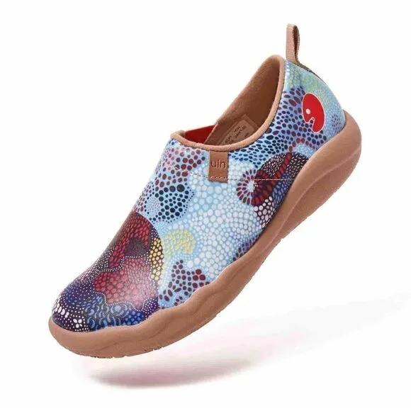 UIN Women's Walking Travel Shoes Microfiber Casual Loafers (Underwater Mosaic)
