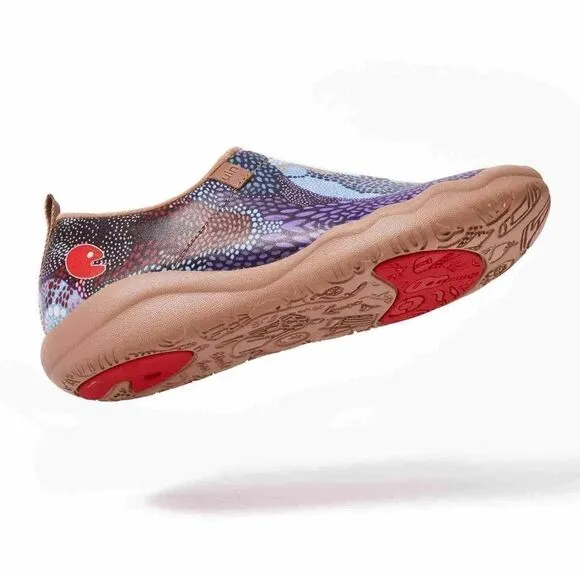 UIN Women's Walking Travel Shoes Microfiber Casual Loafers (Underwater Mosaic)