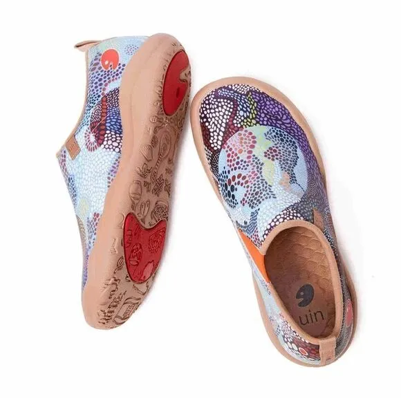 UIN Women's Walking Travel Shoes Microfiber Casual Loafers (Underwater Mosaic)