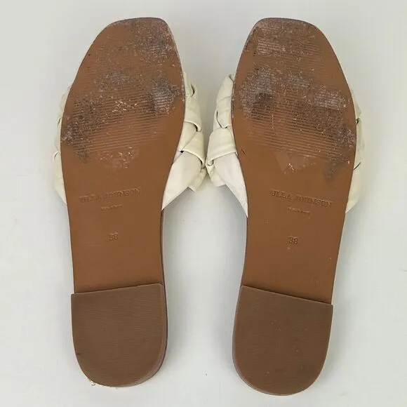 Ulla Johnson Anders Woven Braided Flat Sandals Ivory Cream Leather Shoes 38 7.5