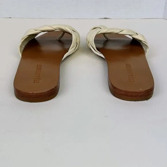 Ulla Johnson Anders Woven Braided Flat Sandals Ivory Cream Leather Shoes 38 7.5