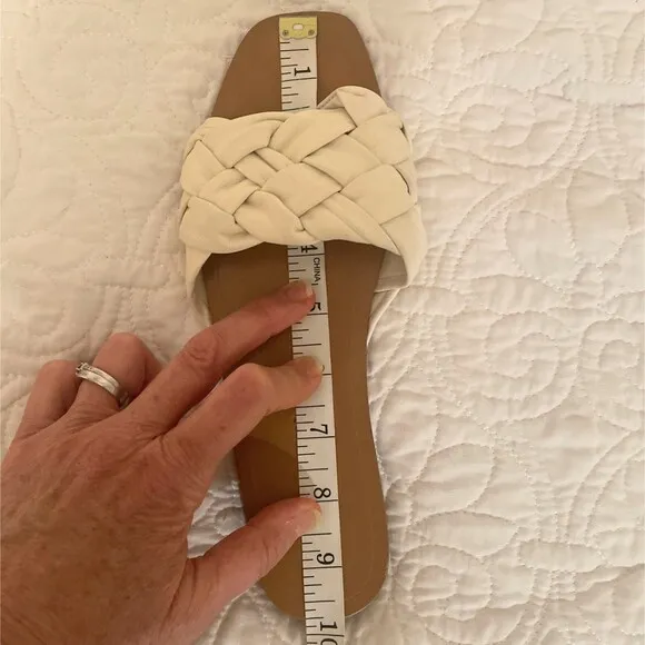 Ulla Johnson Anders Woven Braided Flat Sandals Ivory Cream Leather Shoes 38 7.5