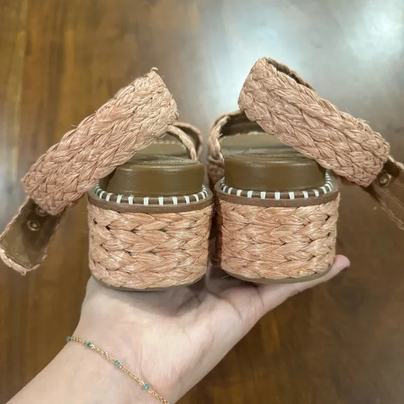 ULLA JOHNSON Gemma Flatform Espadrille Raffia  Sandals Terracotta Size 37