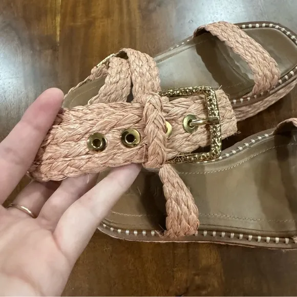 ULLA JOHNSON Gemma Flatform Espadrille Raffia  Sandals Terracotta Size 37