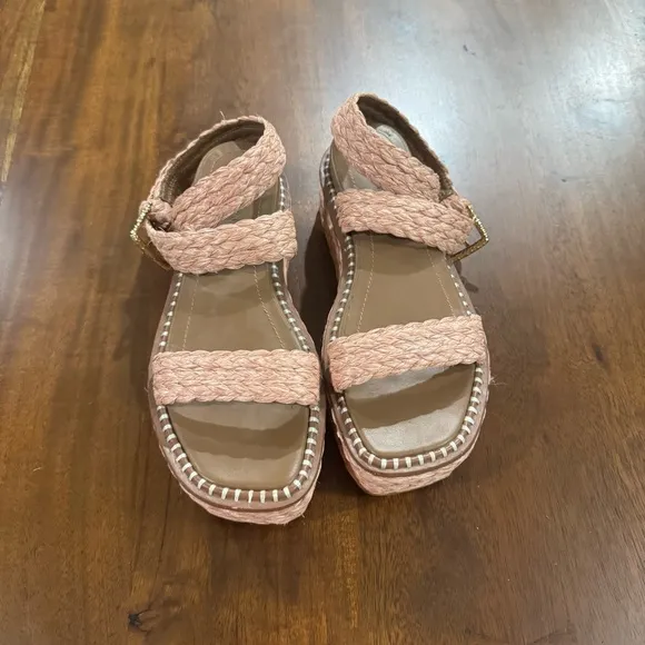 ULLA JOHNSON Gemma Flatform Espadrille Raffia  Sandals Terracotta Size 37