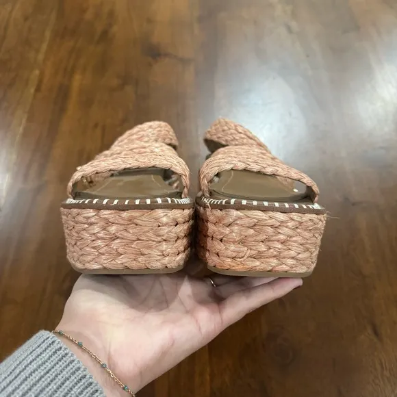 ULLA JOHNSON Gemma Flatform Espadrille Raffia  Sandals Terracotta Size 37