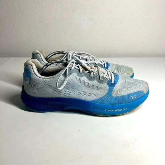 Under Armour Charged Pulse Grey Blue Running Sneakers 3023020-107 men's Sz 10,5