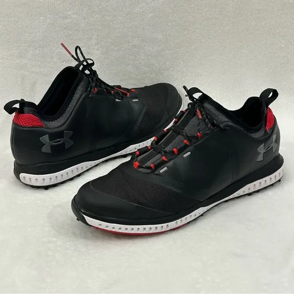 Under Armour Tempo Sport 2 Black Red Golf Cleats Shoes 3000215-001 Men’s Size 10