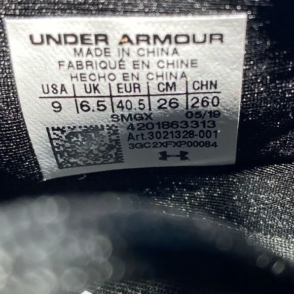 Under Armour Breathe Sola Womens Size 9 Black Sneakers Shoes