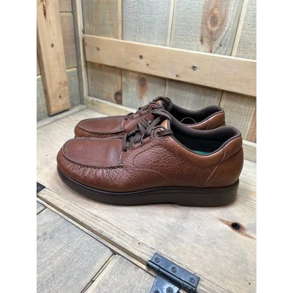 US11 SAS Mens Brown Leather Lace Up Oxford Shoes Casual