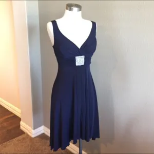 V-Neck High-Low Navy Petite Dress Size 4P