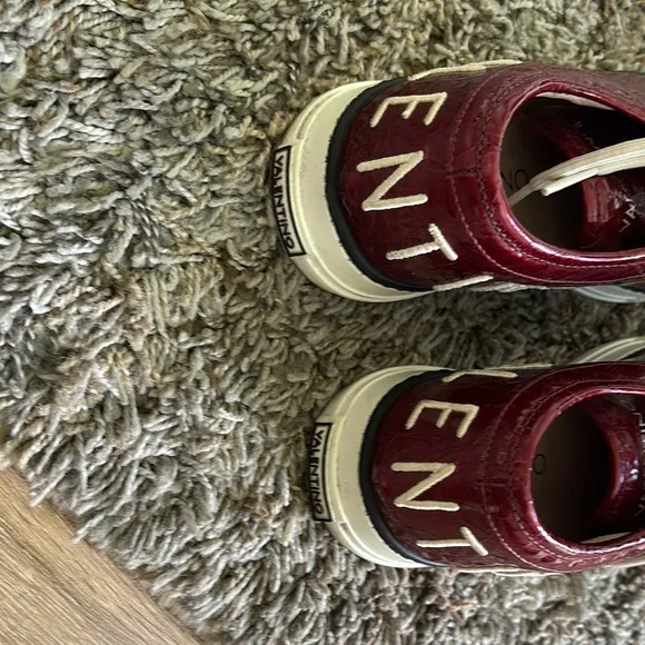 Valentino Red and White Sneakers Sporty Canvas Design
