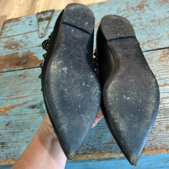 VALENTINO Rock studs Double Ankle Strap Shoes Slingbacks Size 38.5