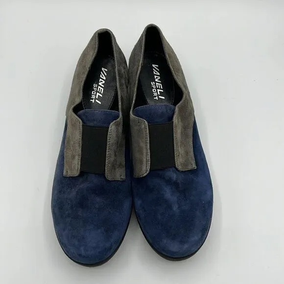 Vaneli Sport Blue Gray Suede Wedge Platform B38