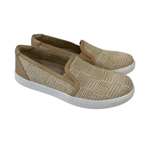Vaneli Sport Chilly Women Beige Woven Slip-On Sneakers 9M Casual Comfort Shoes