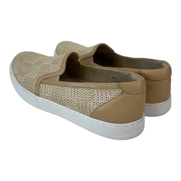 Vaneli Sport Chilly Women Beige Woven Slip-On Sneakers 9M Casual Comfort Shoes