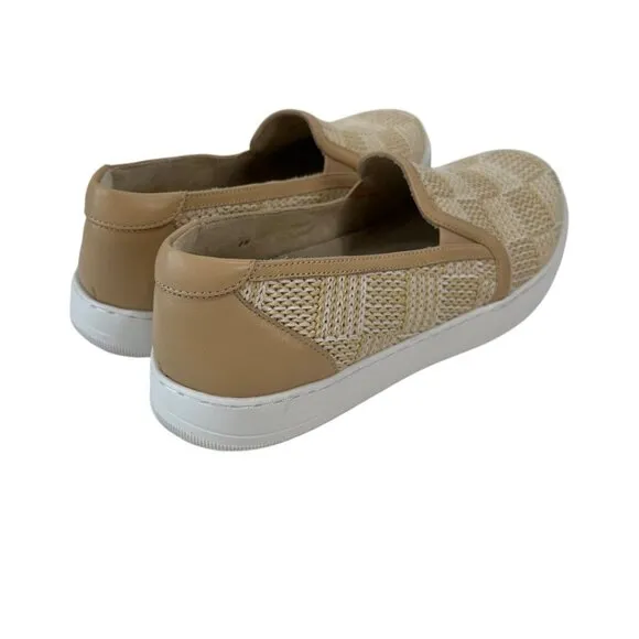 Vaneli Sport Chilly Women Beige Woven Slip-On Sneakers 9M Casual Comfort Shoes