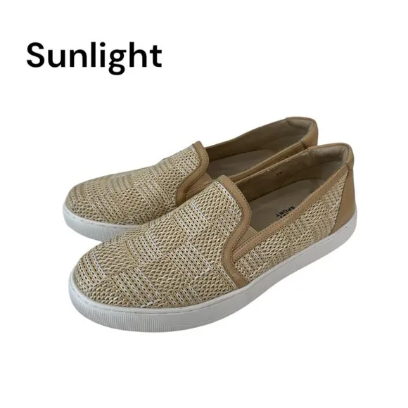 Vaneli Sport Chilly Women Beige Woven Slip-On Sneakers 9M Casual Comfort Shoes